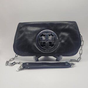 Tory Burch clutch with a convertible silver chain strap for crossbody
